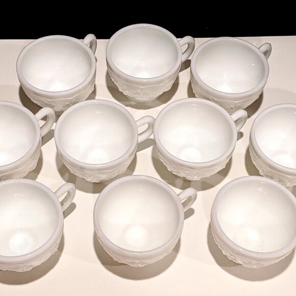 Westmoreland “Clustered Fruits” Milk Glass Punch Cups - Set of 10 - Picture 4 of 5